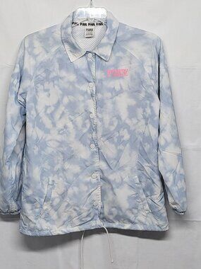 Victorias Secret PINK Womens Rain Jacket Windbreaker Sze Small Full Snap Tie Dye